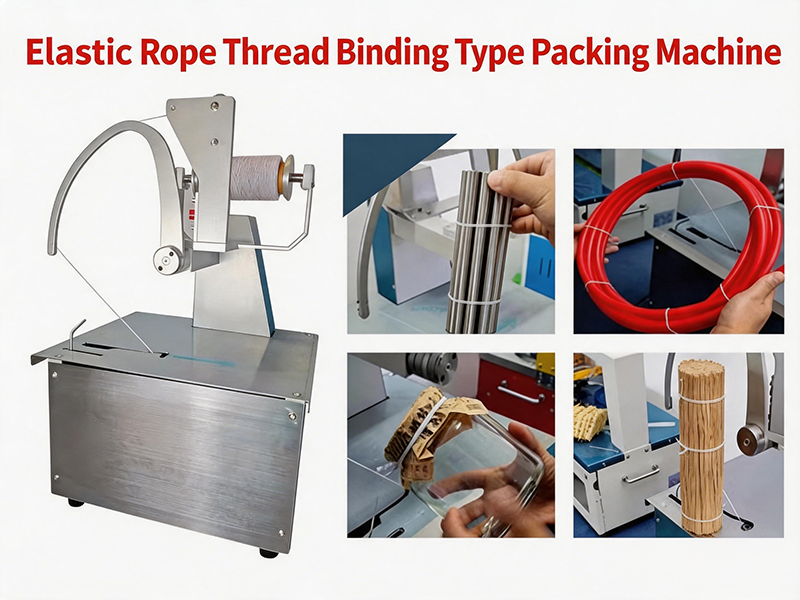 utomatic Strapping Machine for Flower Vegetable Bundling - Elastic Rope Thread Binding Type Packing Machine JW-ERTB